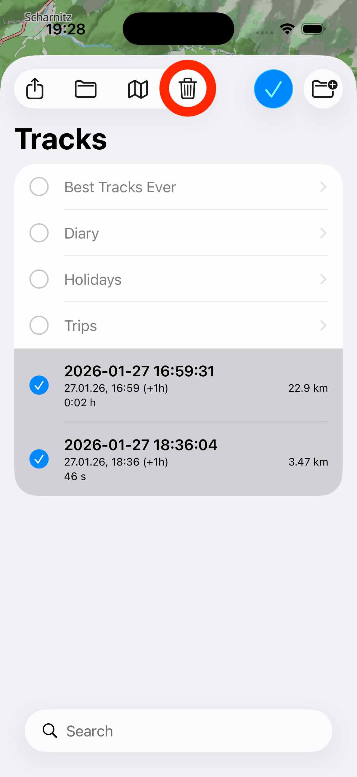 Delete multiple tracks