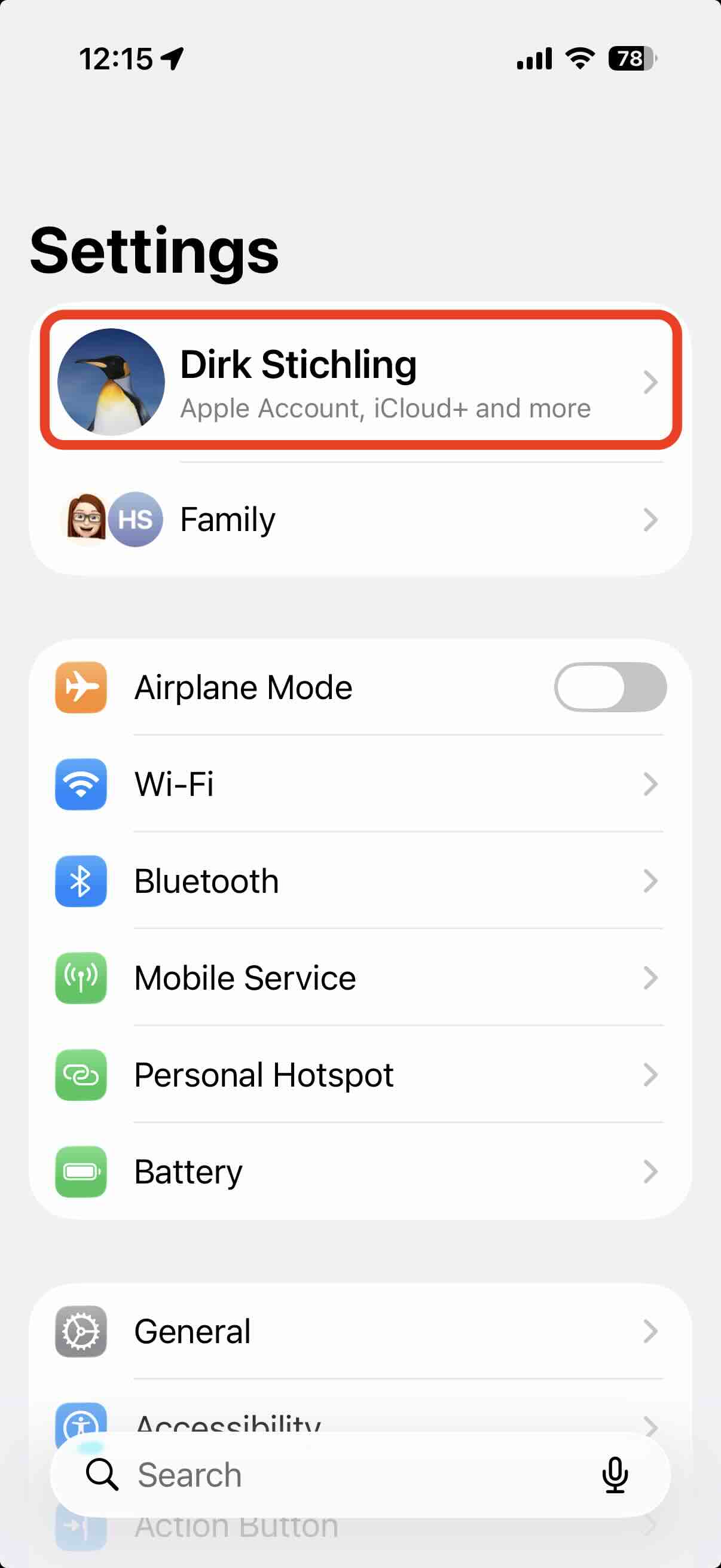 iOS settings