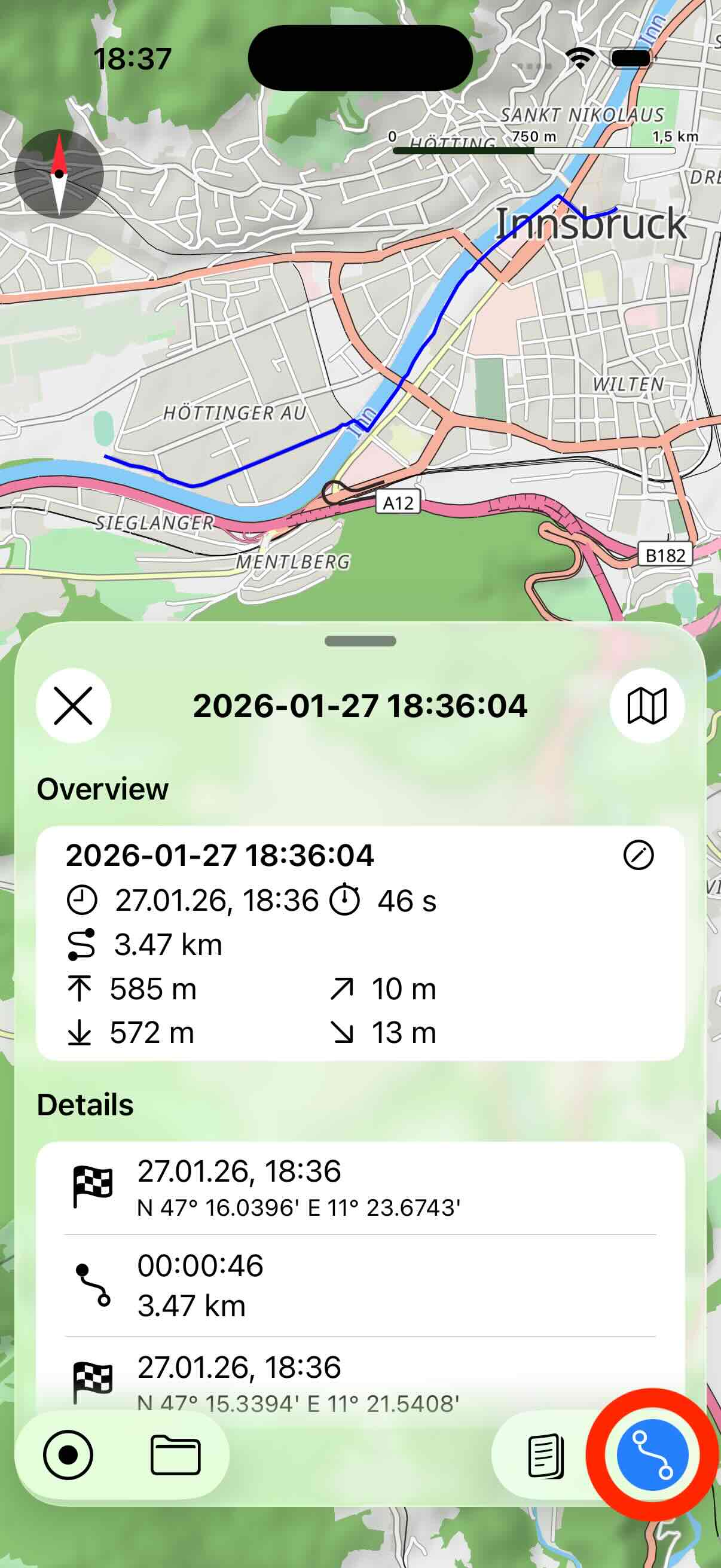 Opened track